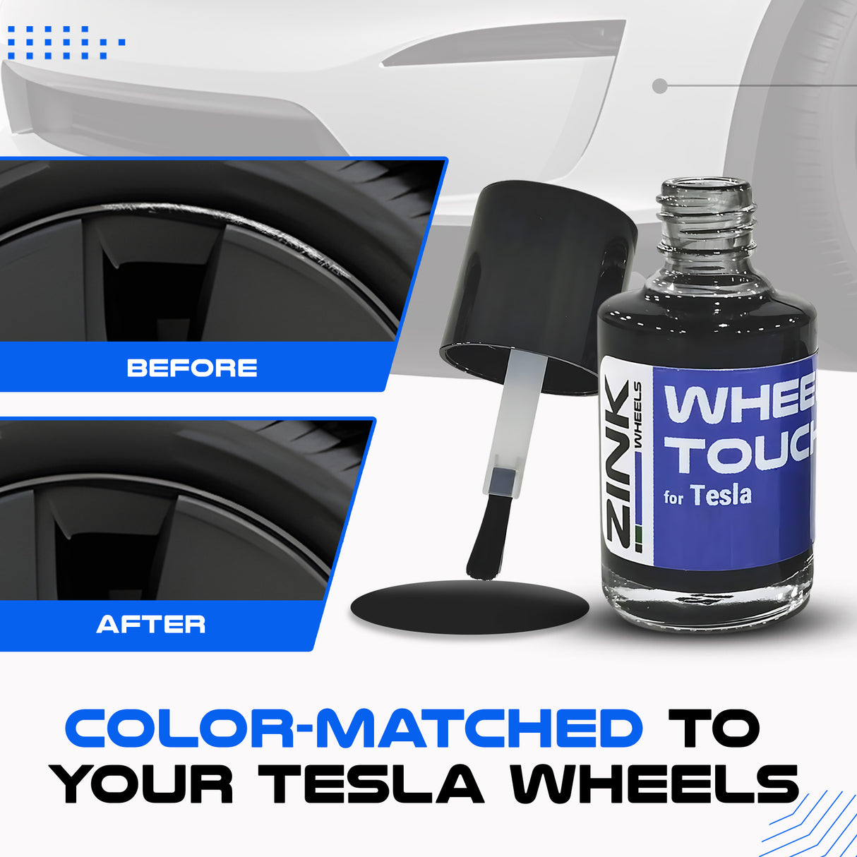 Tesla Wheel Touch-Up Paint for Model 3 18-inch Grey Aero Pinwheel Rims - Color-matched Paint for DIY Curb Rash Repair