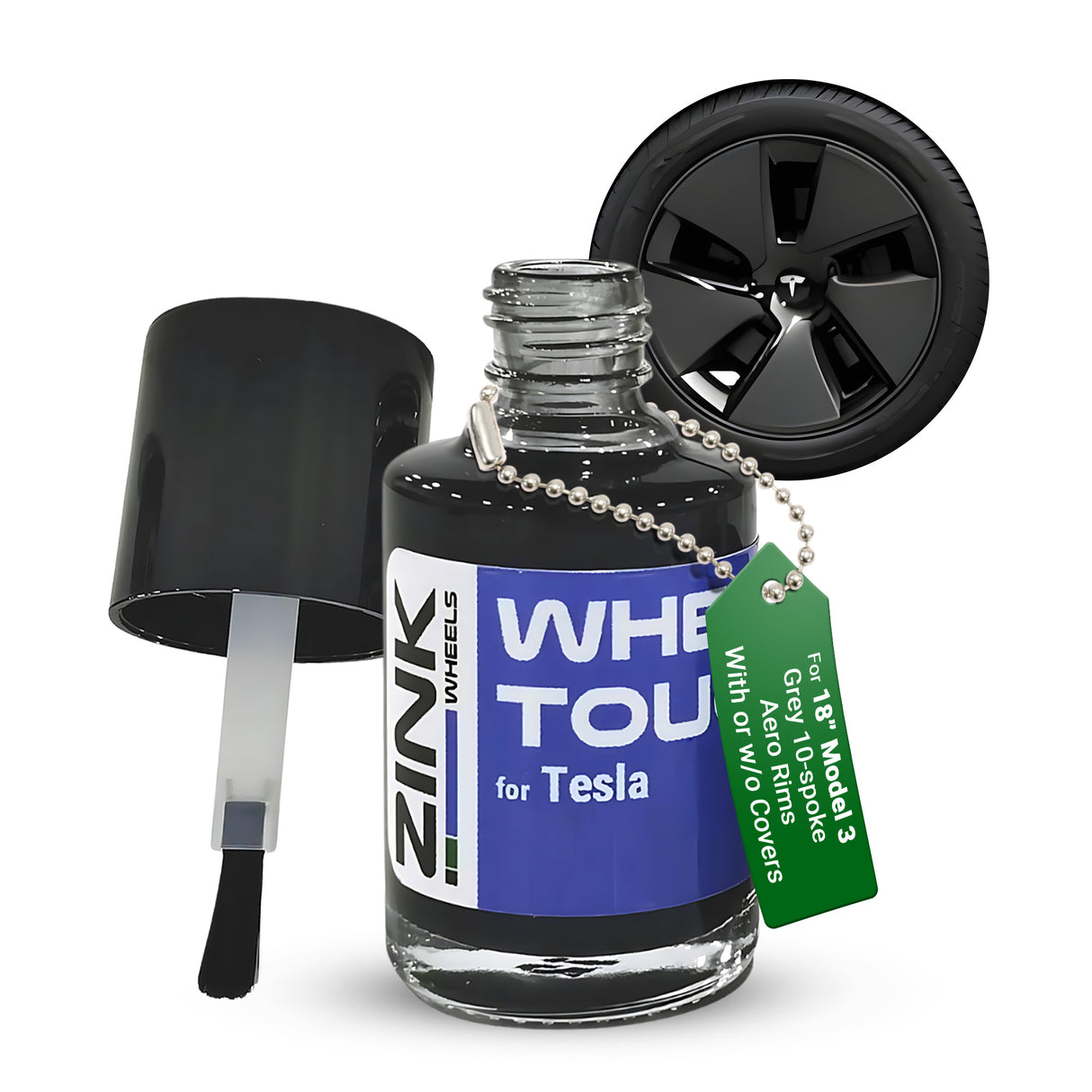 Tesla Wheel Touch-Up Paint for Model 3 18-inch Grey Aero Pinwheel Rims - Color-matched Paint for DIY Curb Rash Repair