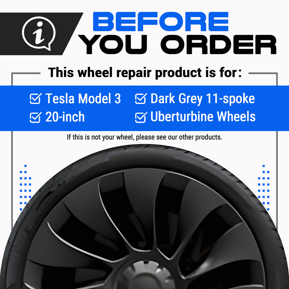 Tesla Wheel Touch-Up Paint for Model 3 20-inch Charcoal Grey Uberturbine Performance Rims - Color-matched Paint for DIY Curb Rash Repair