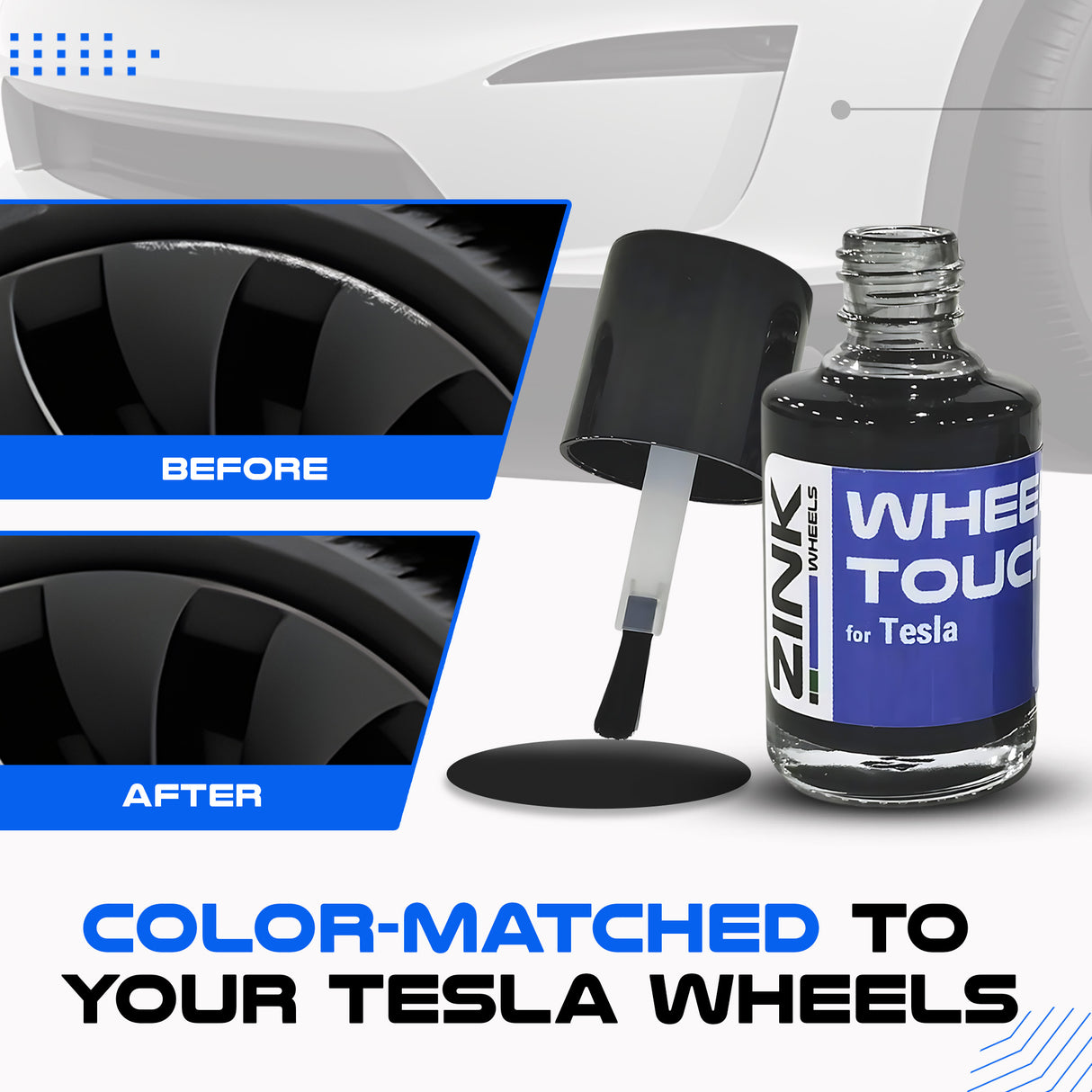 Tesla Wheel Touch-Up Paint for Model 3 20-inch Charcoal Grey Uberturbine Performance Rims - Color-matched Paint for DIY Curb Rash Repair