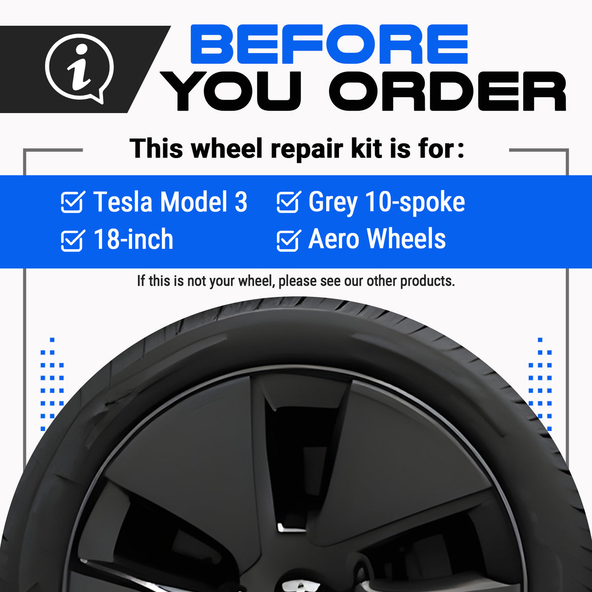 Tesla Wheel Curb Rash Repair Kit for Model 3 18-inch Grey Aero Pinwheel Rims with Color-matched Touch-Up Paint