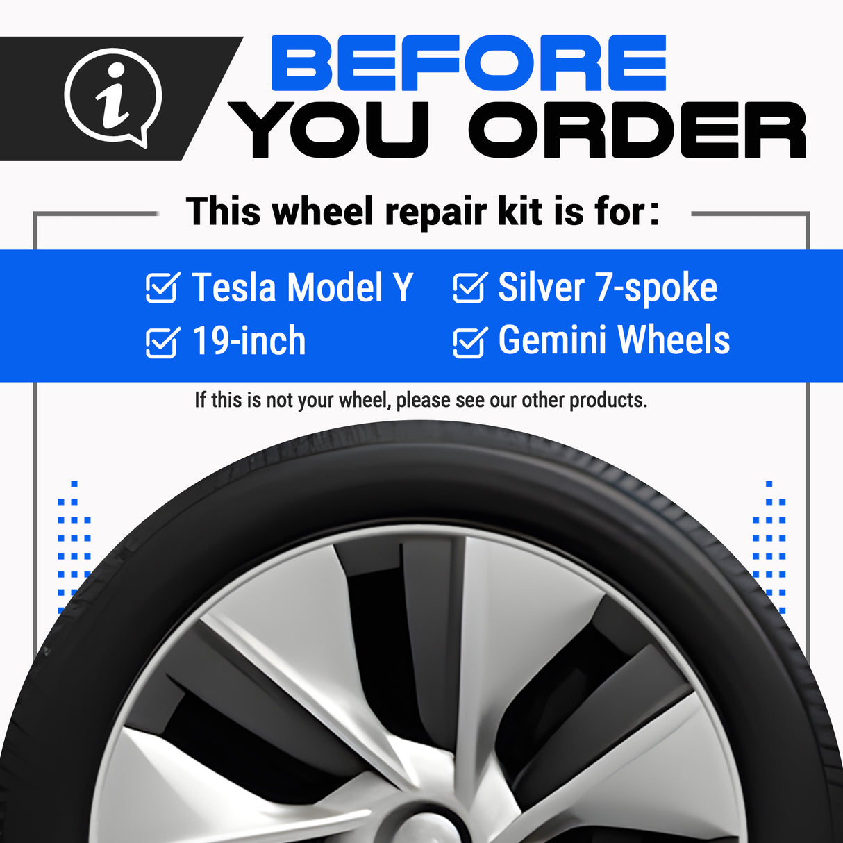 Tesla Wheel Curb Rash Repair Kit for Model Y 19-inch Silver Gemini Rims with Color-matched Touch-Up Paint