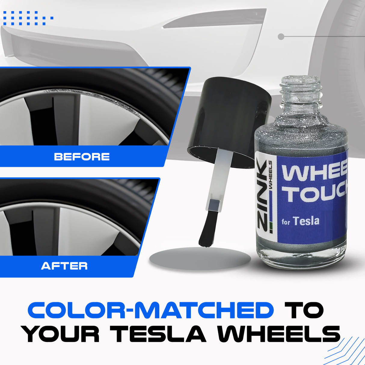 Tesla Wheel Curb Rash Repair Kit for Model Y 19-inch Silver Gemini Rims with Color-matched Touch-Up Paint