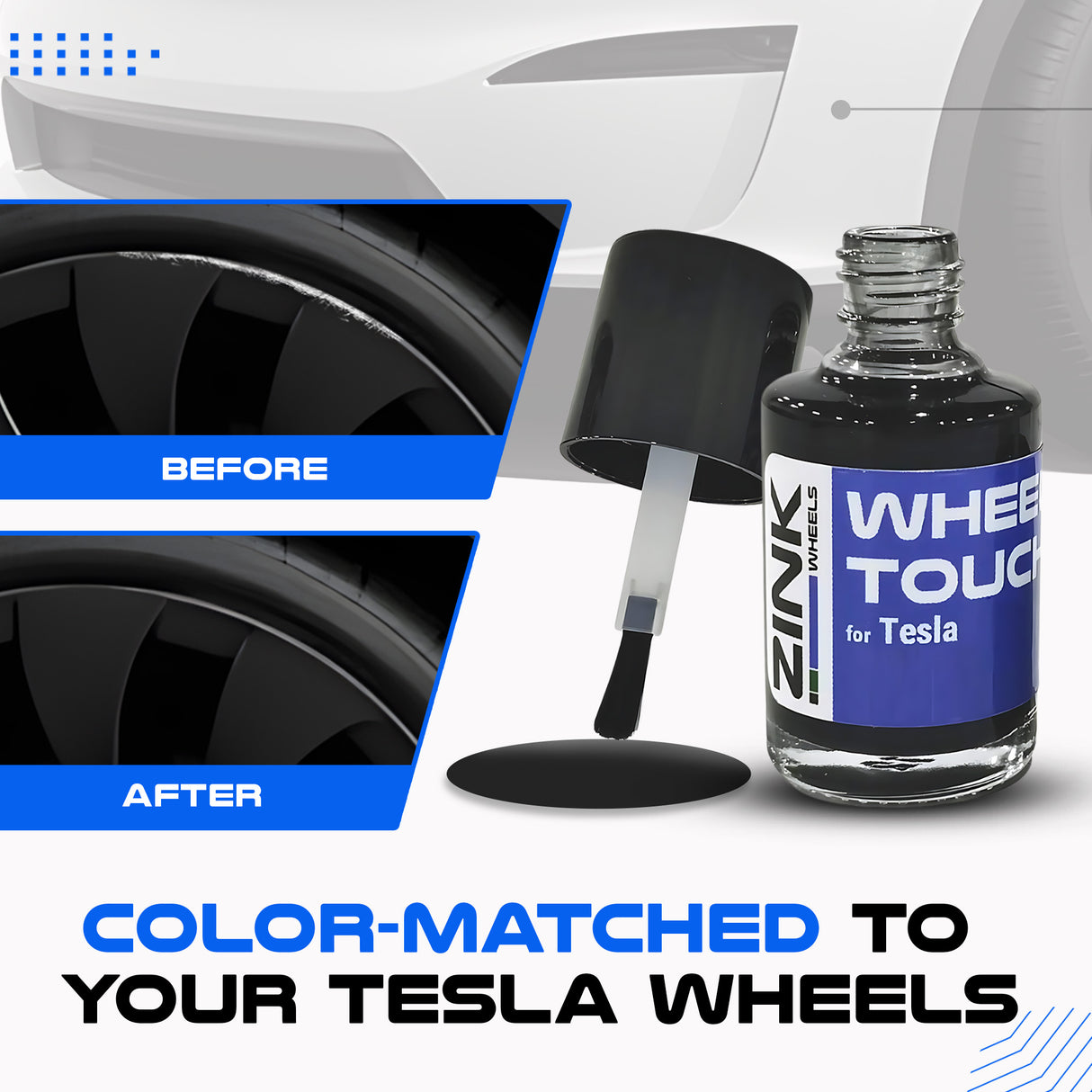 Tesla Wheel Curb Rash Repair Kit for Model Y 21-inch Charcoal Grey Uberturbine Performance Rims with Color-matched Touch-Up Paint