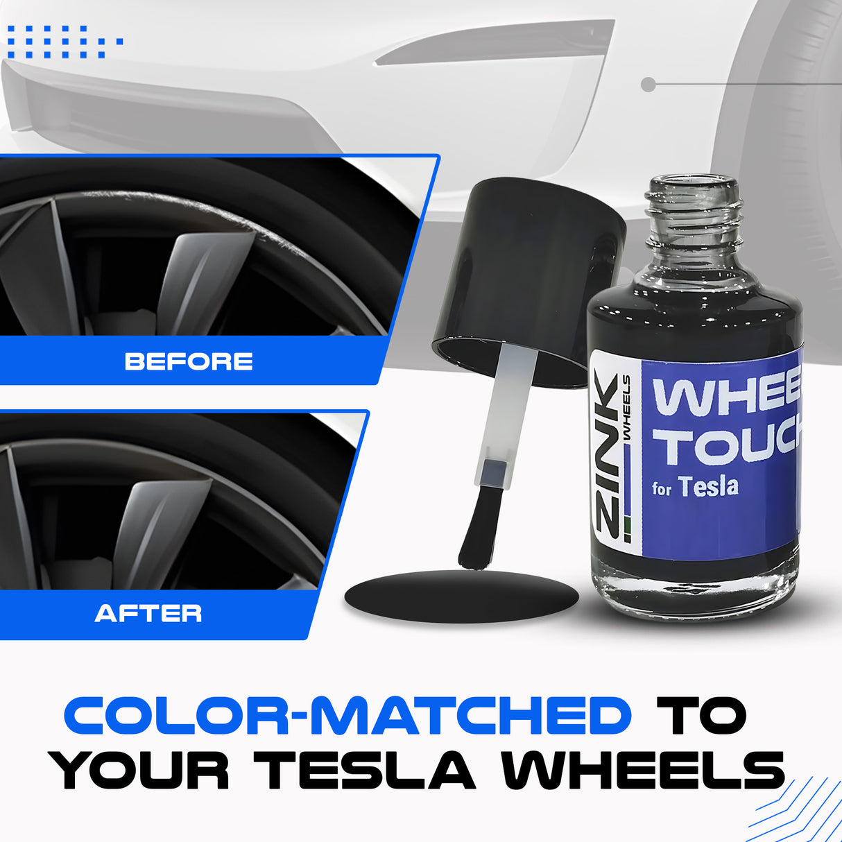 Tesla Wheel Touch-Up Paint for Model S 21-inch Grey Turbine Rims - Color-matched Paint for DIY Curb Rash Repair