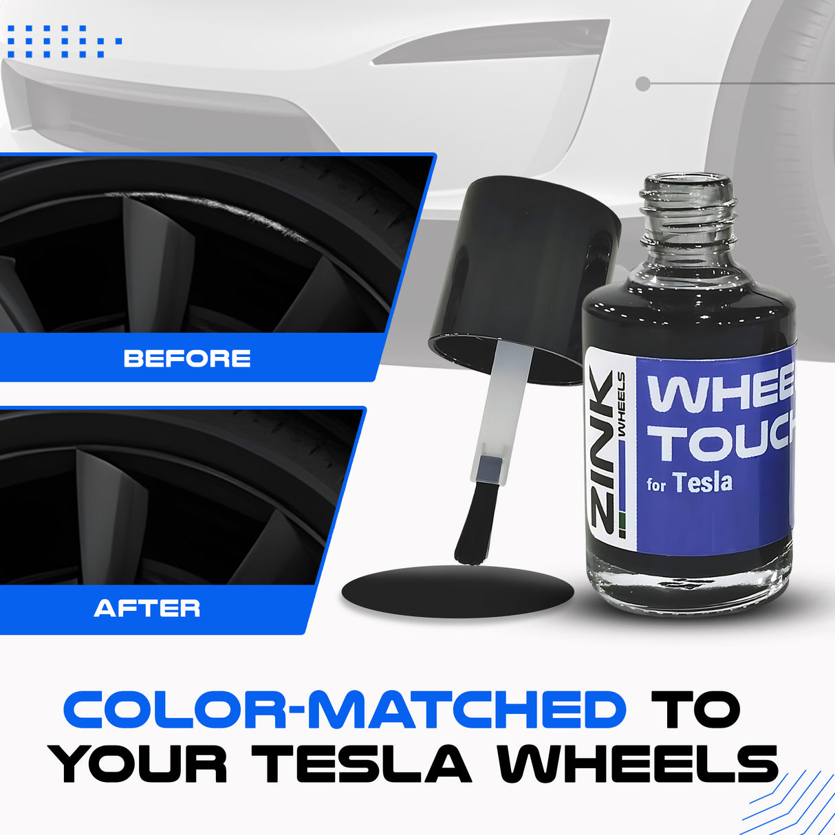 Tesla Wheel Curb Rash Repair Kit for Model X 22-inch Onyx Black Turbine Rims with Color-matched Touch-Up Paint