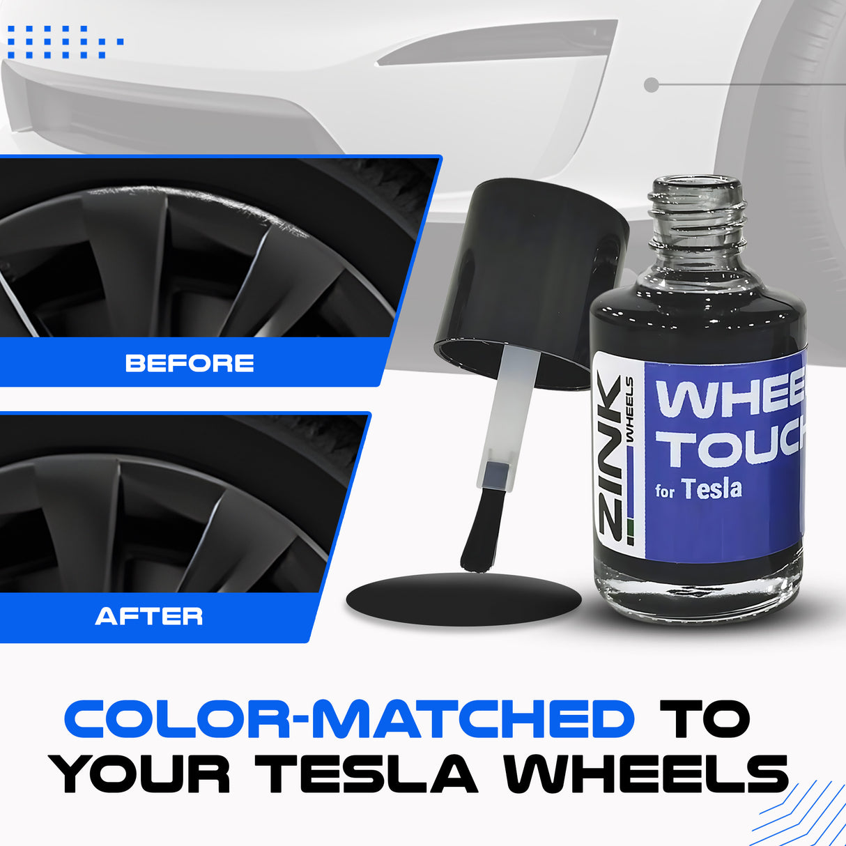 Tesla Wheel Curb Rash Repair Kit for Model X 20-inch Sonic Carbon Slipstream Rims with Color-matched Touch-Up Paint