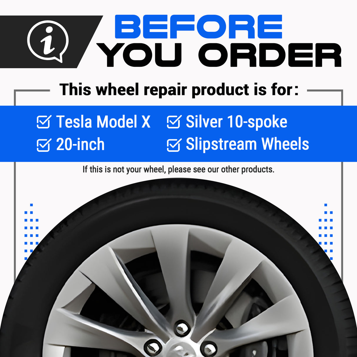 Tesla Wheel Touch-Up Paint for Model X 20-inch Silver Slipstream Rims - Color-matched Paint for DIY Curb Rash Repair
