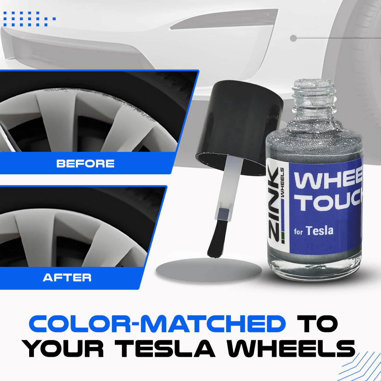 Tesla Wheel Touch-Up Paint for Model X 20-inch Silver Slipstream Rims - Color-matched Paint for DIY Curb Rash Repair