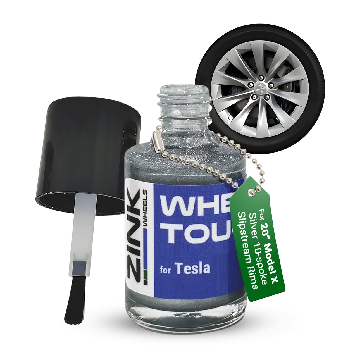 Tesla Wheel Touch-Up Paint for Model X 20-inch Silver Slipstream Rims - Color-matched Paint for DIY Curb Rash Repair