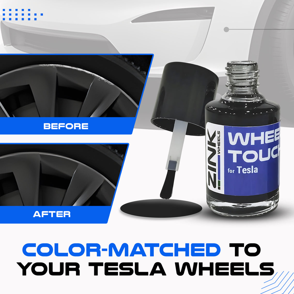 Tesla Wheel Touch-Up Paint for Model S 19-inch Sonic Carbon Slipstream Rims - Color-matched Paint for DIY Curb Rash Repair