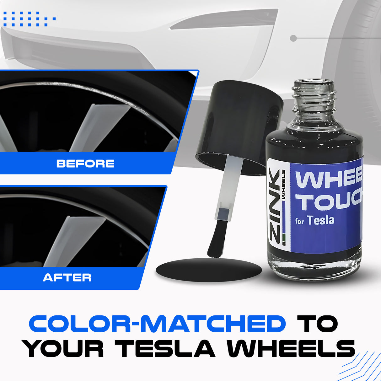 Tesla Wheel Curb Rash Repair Kit for Model S 21-inch Black Arachnid Rims with Color-matched Touch-Up Paint
