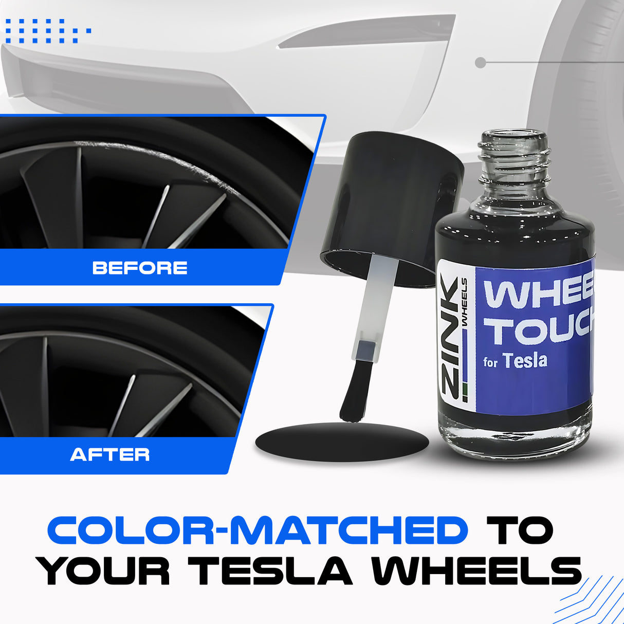 Tesla Wheel Touch-Up Paint for Model S 21-inch Sonic Carbon Twin Turbine Rims - Color-matched Paint for DIY Curb Rash Repair