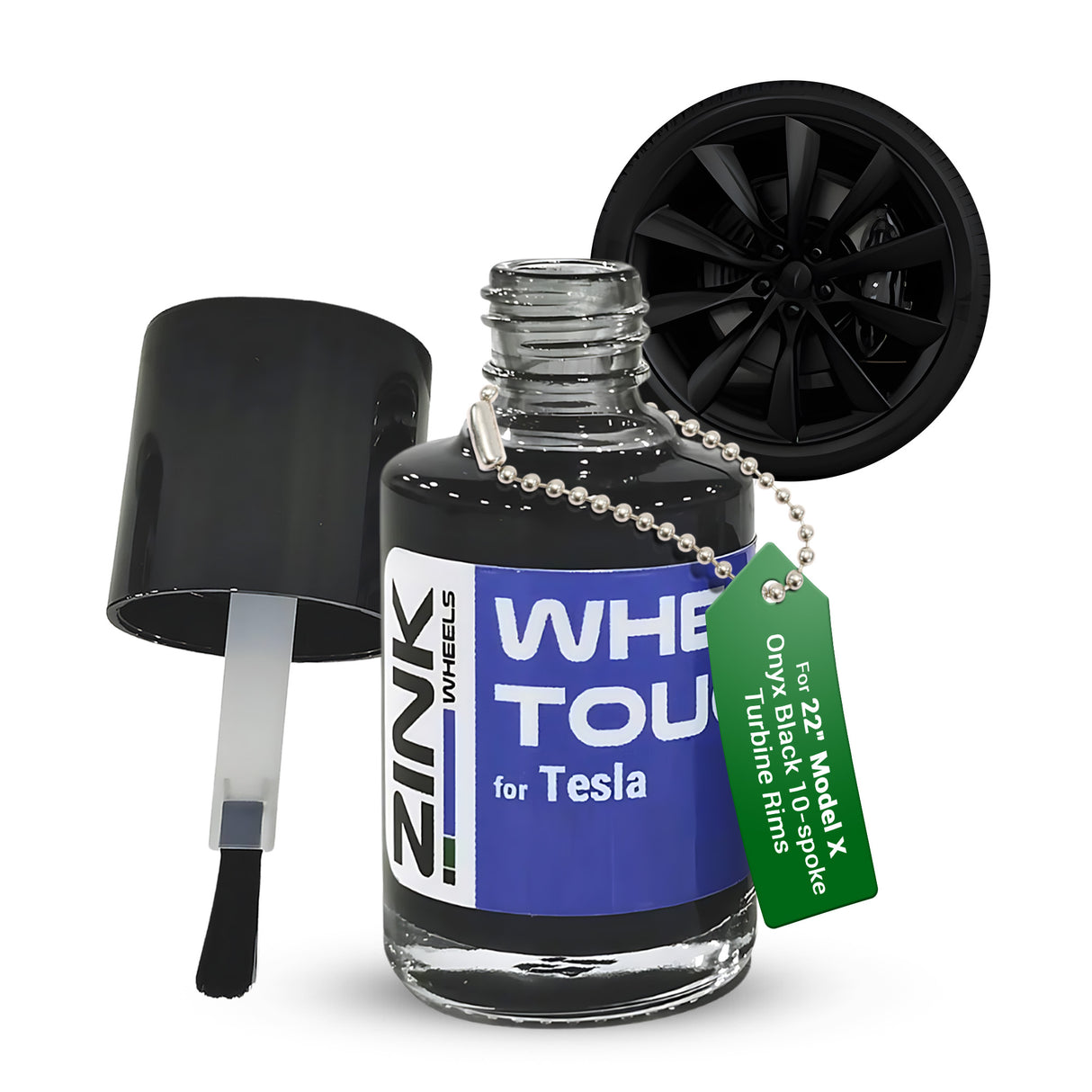Tesla Wheel Touch-Up Paint for Model X 22-inch Onyx Black Turbine Rims - Color-matched Paint for DIY Curb Rash Repair