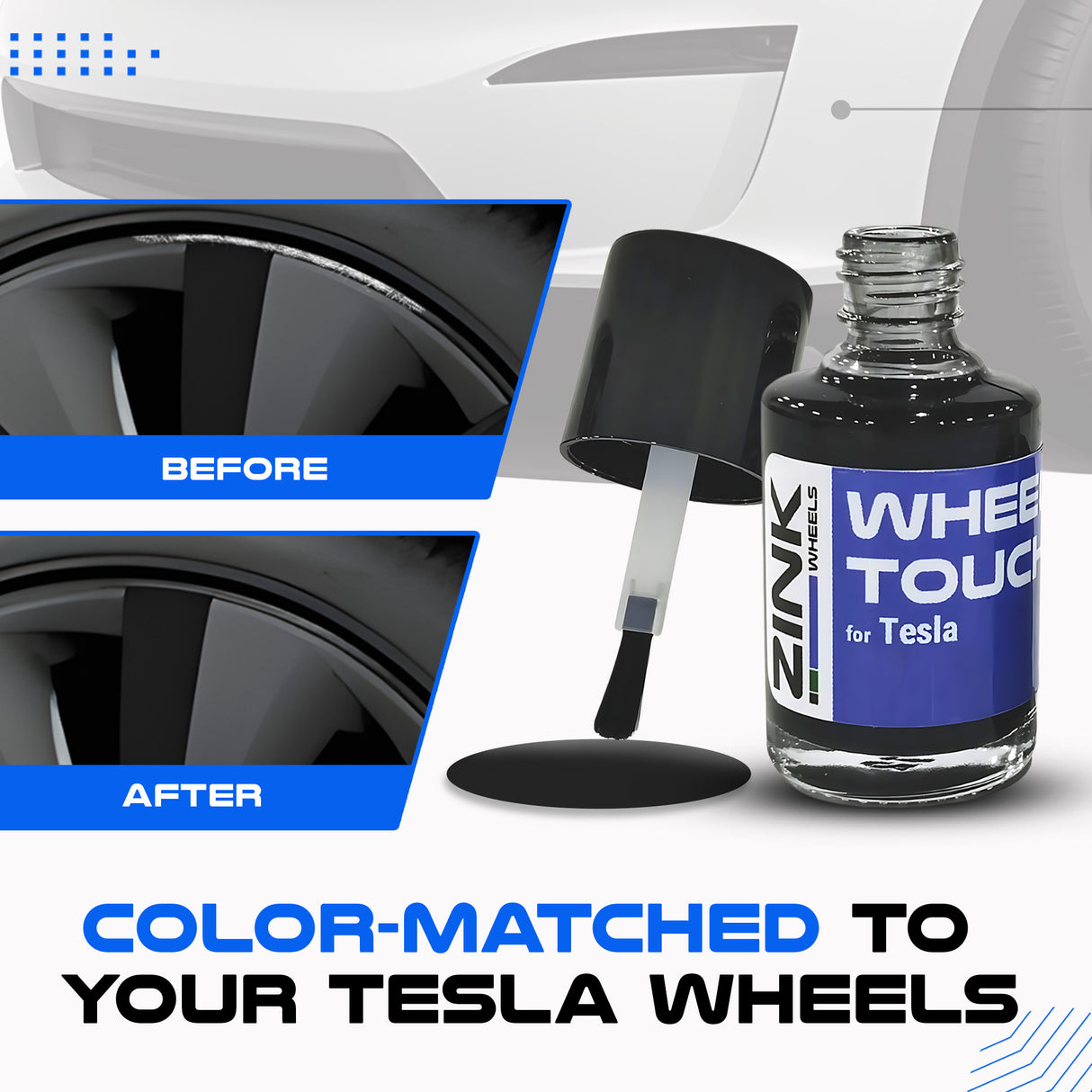 Tesla Wheel Touch-Up Paint for Model S 19-inch Grey Tempest Aero Rims - Color-matched Paint for DIY Curb Rash Repair