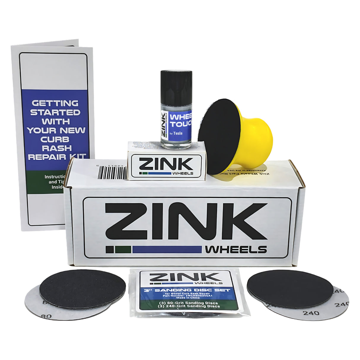 Tesla Wheel Curb Rash Repair Kit for Model S 21-inch Silver Twin Turbine Rims with Color-matched Touch-Up Paint