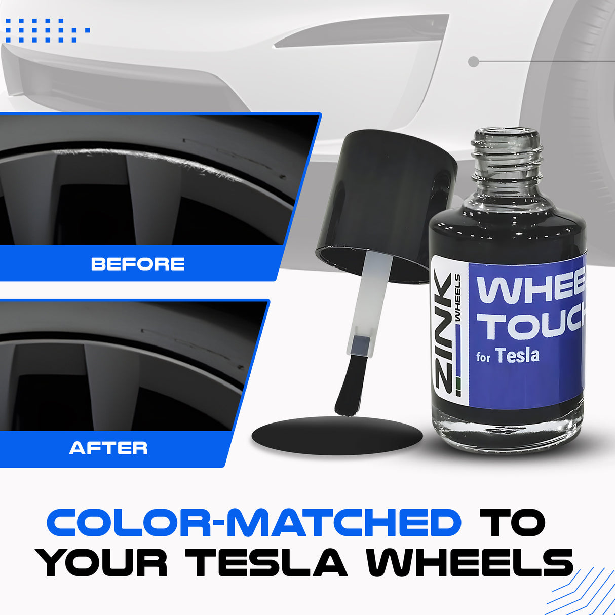 Tesla Wheel Touch-Up Paint for Model S 21-inch Grey Arachnid Rims - Color-matched Paint for DIY Curb Rash Repair