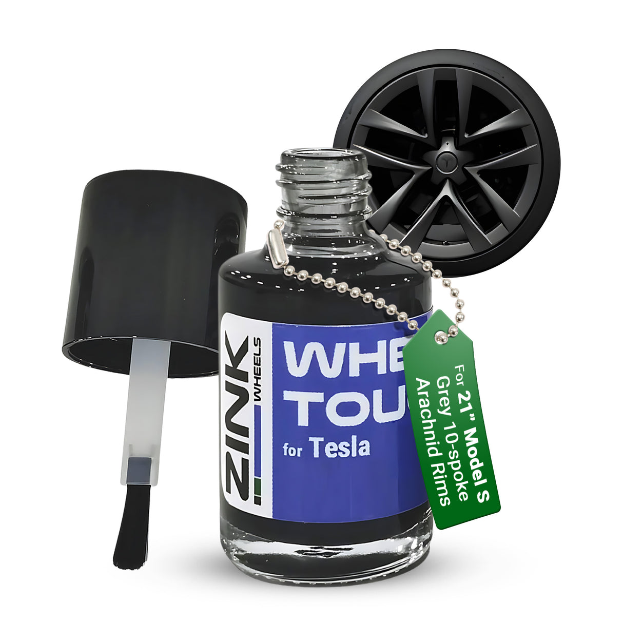 Tesla Wheel Touch-Up Paint for Model S 21-inch Grey Arachnid Rims - Color-matched Paint for DIY Curb Rash Repair
