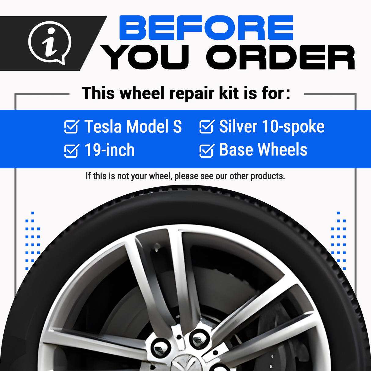 Tesla Wheel Curb Rash Repair Kit for Model S 19-inch Silver Base Rims with Color-matched Touch-Up Paint