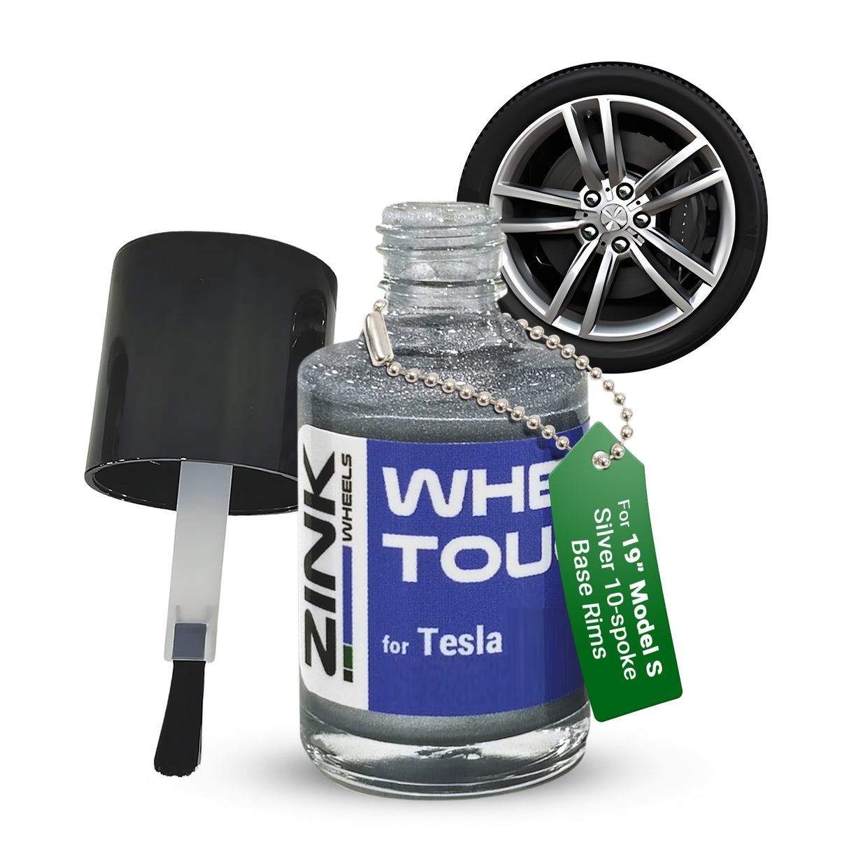 Tesla Wheel Touch-Up Paint for Model S 19-inch Silver Base Rims - Color-matched Paint for DIY Curb Rash Repair