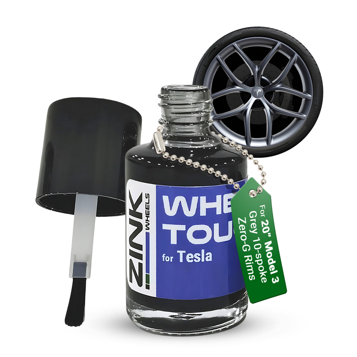 Tesla Wheel Touch-Up Paint for Model 3 20-inch Grey Zero-G Rims - Color-matched Paint for DIY Curb Rash Repair