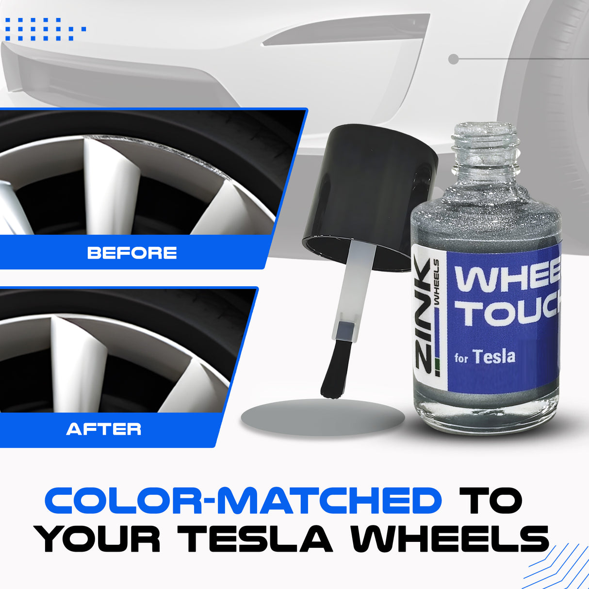Tesla Wheel Touch-Up Paint for Model X 22-inch Silver Turbine Rims - Color-matched Paint for DIY Curb Rash Repair