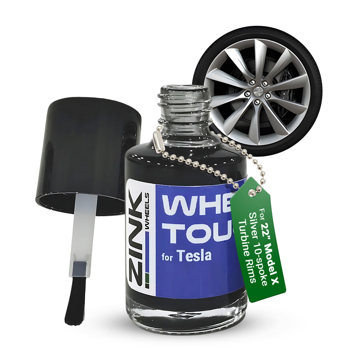 Tesla Wheel Touch-Up Paint for Model X 22-inch Silver Turbine Rims - Color-matched Paint for DIY Curb Rash Repair