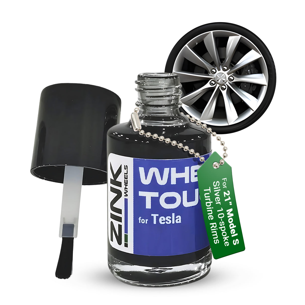 Tesla Wheel Touch-Up Paint for Model S 21-inch Silver Turbine Rims - Color-matched Paint for DIY Curb Rash Repair