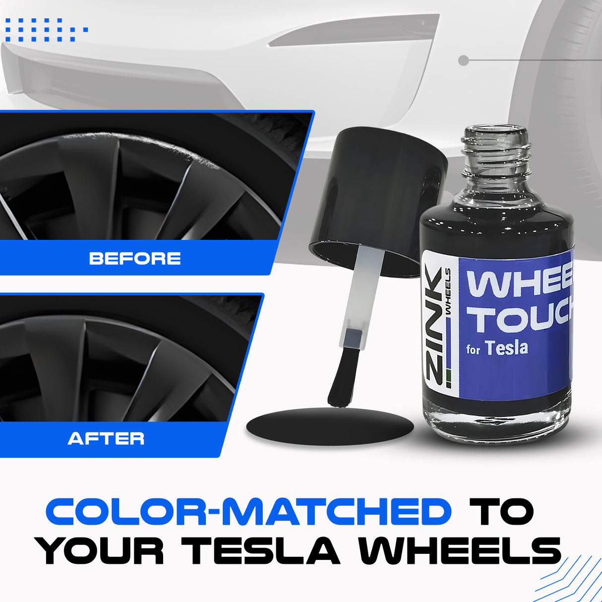 Tesla Wheel Touch-Up Paint for Model X 20-inch Sonic Carbon Slipstream Rims - Color-matched Paint for DIY Curb Rash Repair