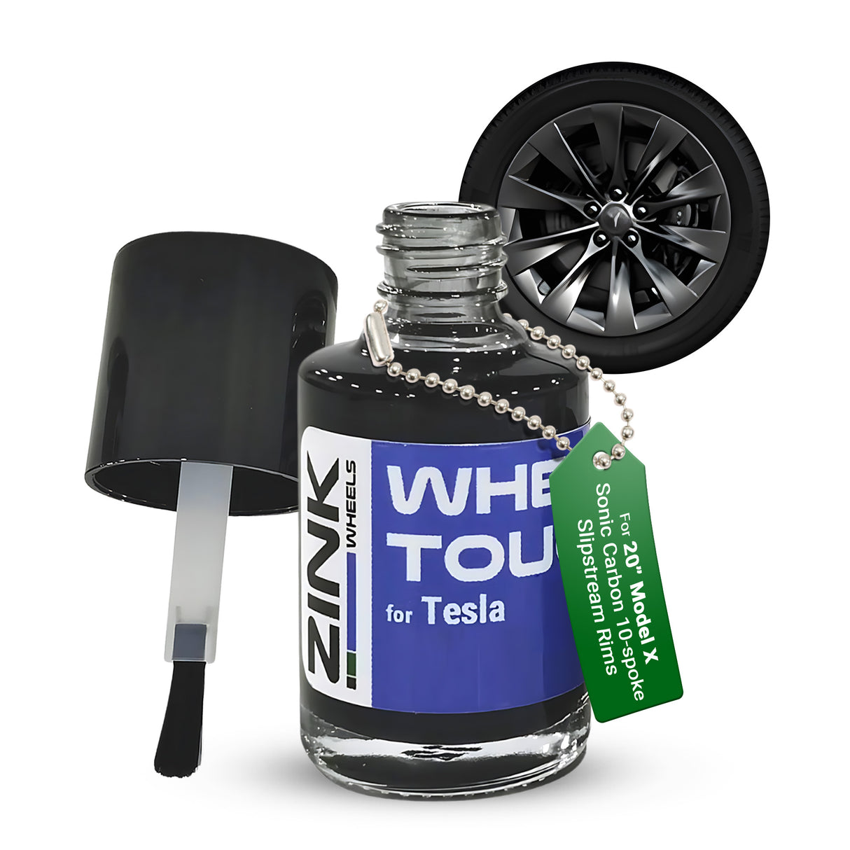 Tesla Wheel Touch-Up Paint for Model X 20-inch Sonic Carbon Slipstream Rims - Color-matched Paint for DIY Curb Rash Repair