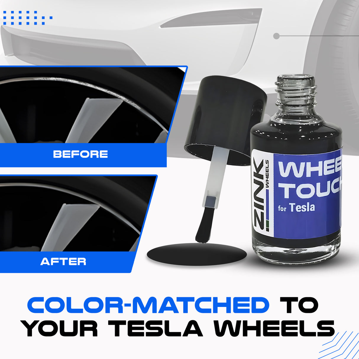 Tesla Wheel Touch-Up Paint for Model S 21-inch Black Arachnid Rims - Color-matched Paint for DIY Curb Rash Repair