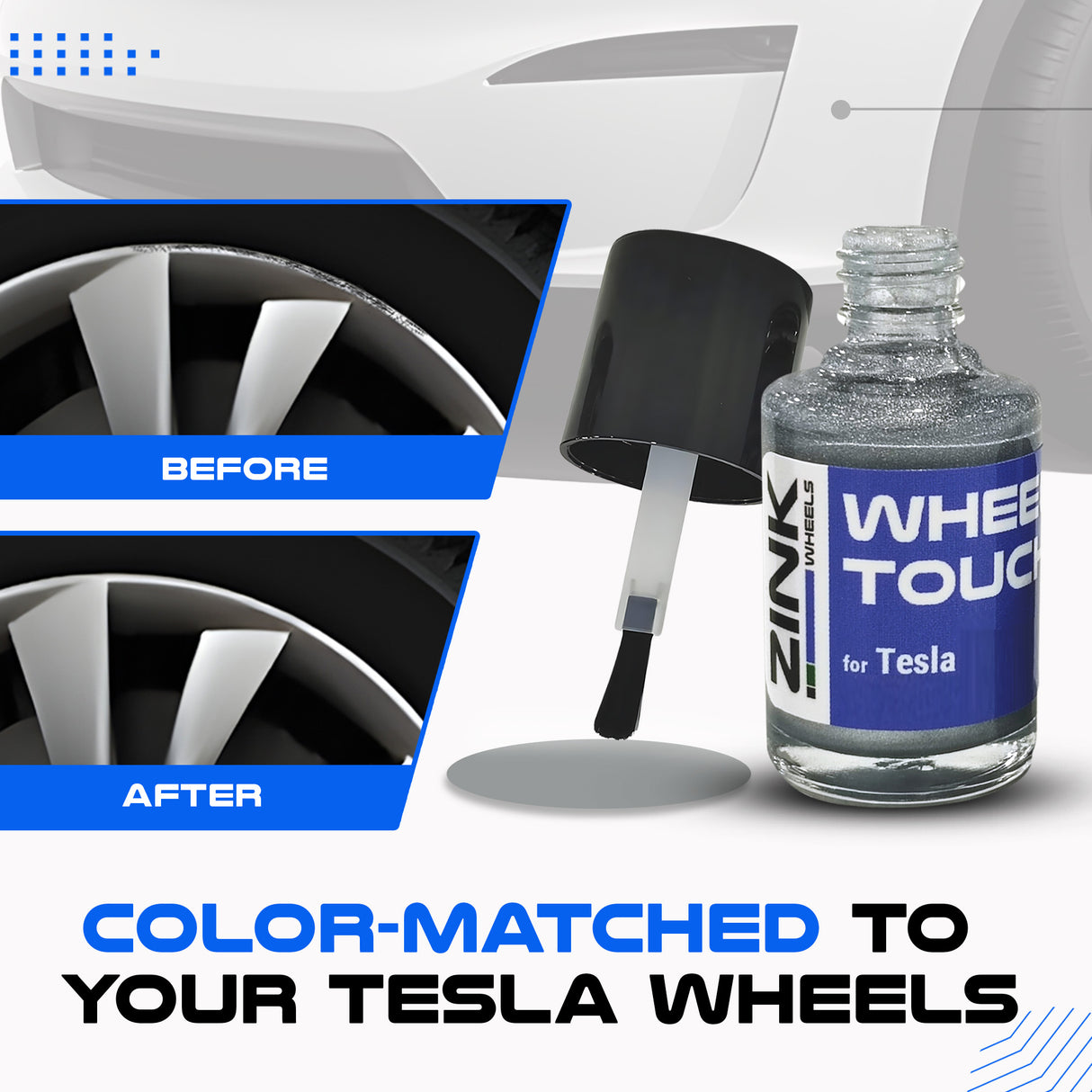 Tesla Wheel Touch-Up Paint for Model X 19-inch Silver Cyclone Rims - Color-matched Paint for DIY Curb Rash Repair