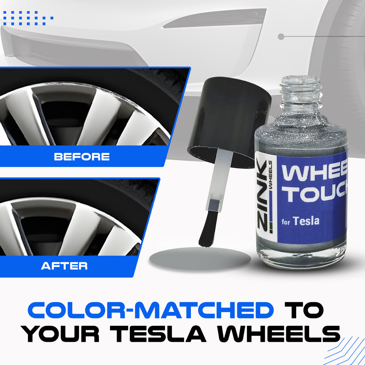 Tesla Wheel Touch-Up Paint for Model X 20-inch Silver Helix Rims - Color-matched Paint for DIY Curb Rash Repair