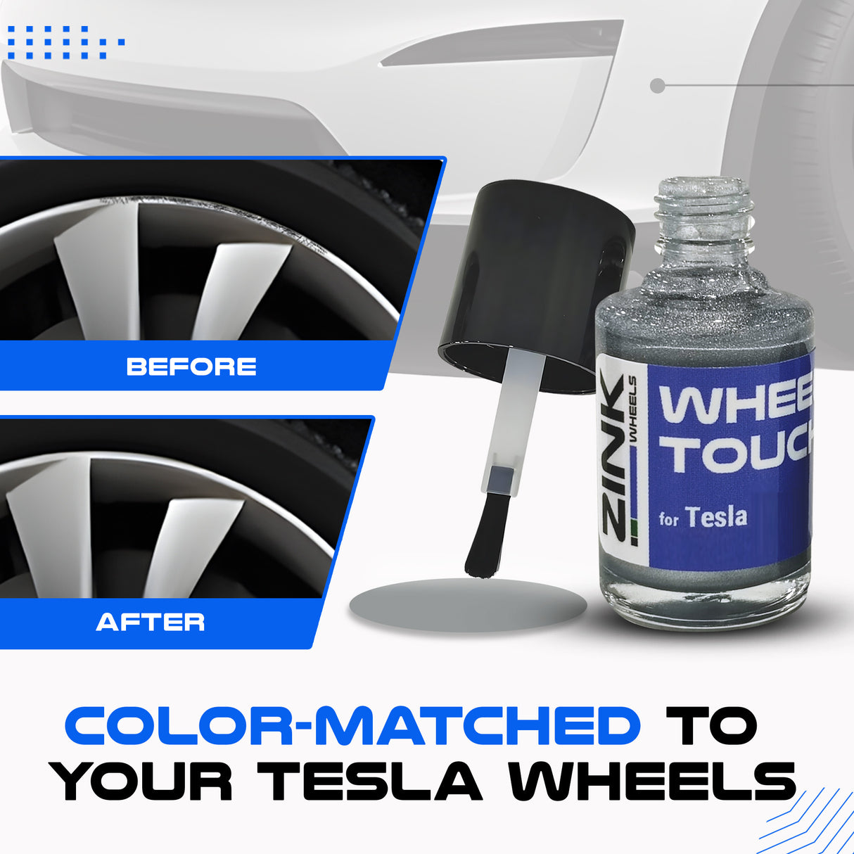 Tesla Wheel Curb Rash Repair Kit for Model S 19-inch Silver Cyclone Rims with Color-matched Touch-Up Paint
