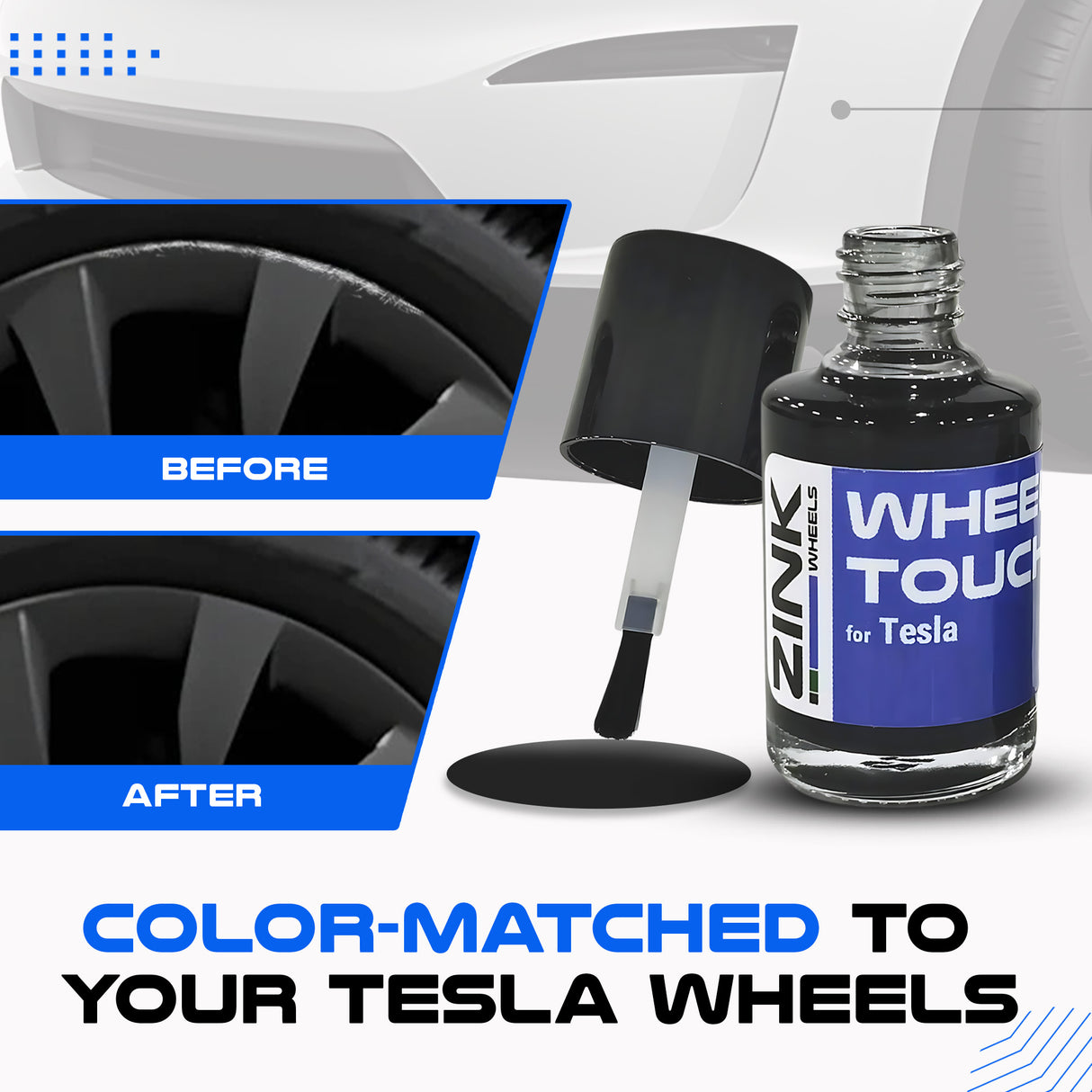Tesla Wheel Touch-Up Paint for Model X 20-inch Grey Cyberstream Rims - Color-matched Paint for DIY Curb Rash Repair