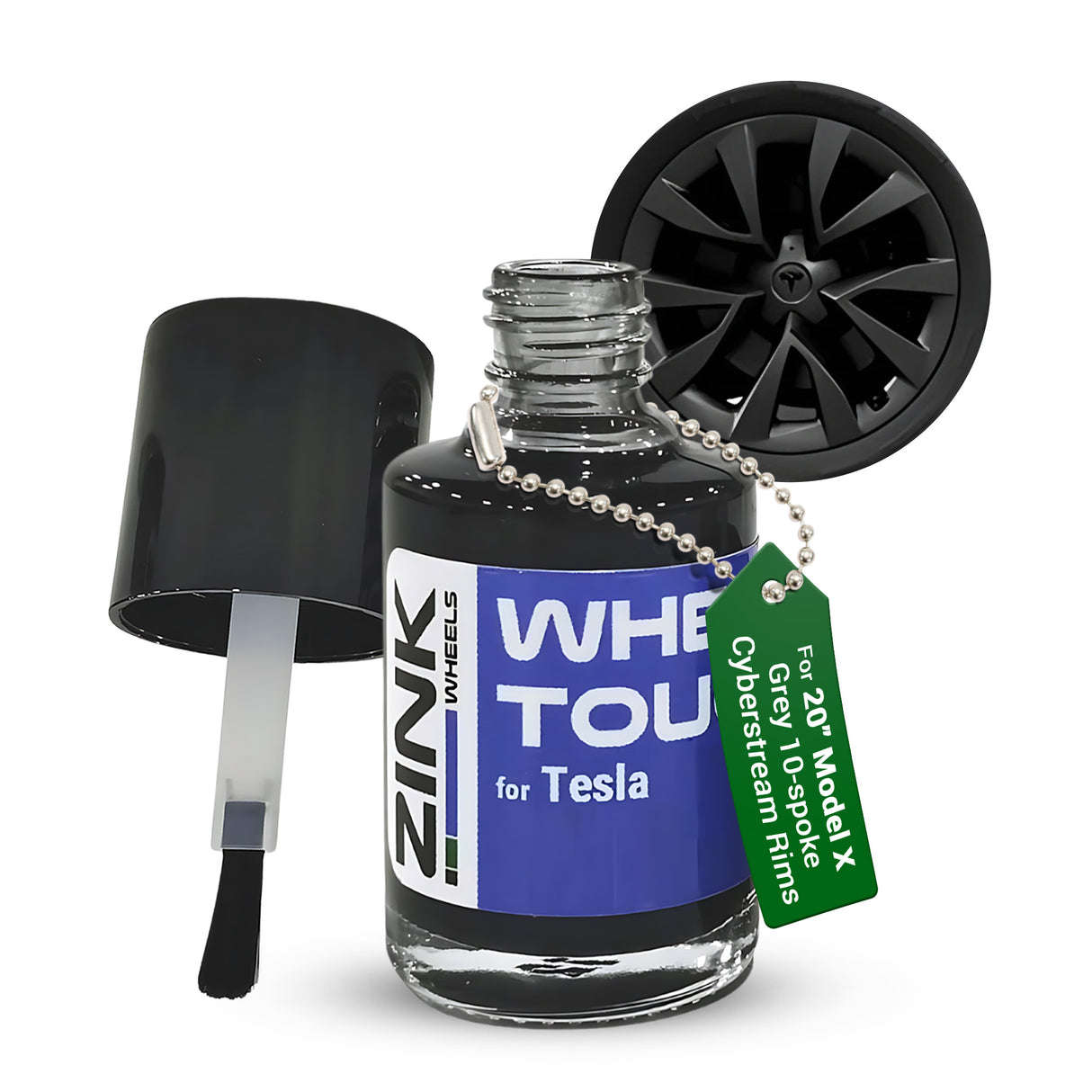 Tesla Wheel Touch-Up Paint for Model X 20-inch Grey Cyberstream Rims - Color-matched Paint for DIY Curb Rash Repair