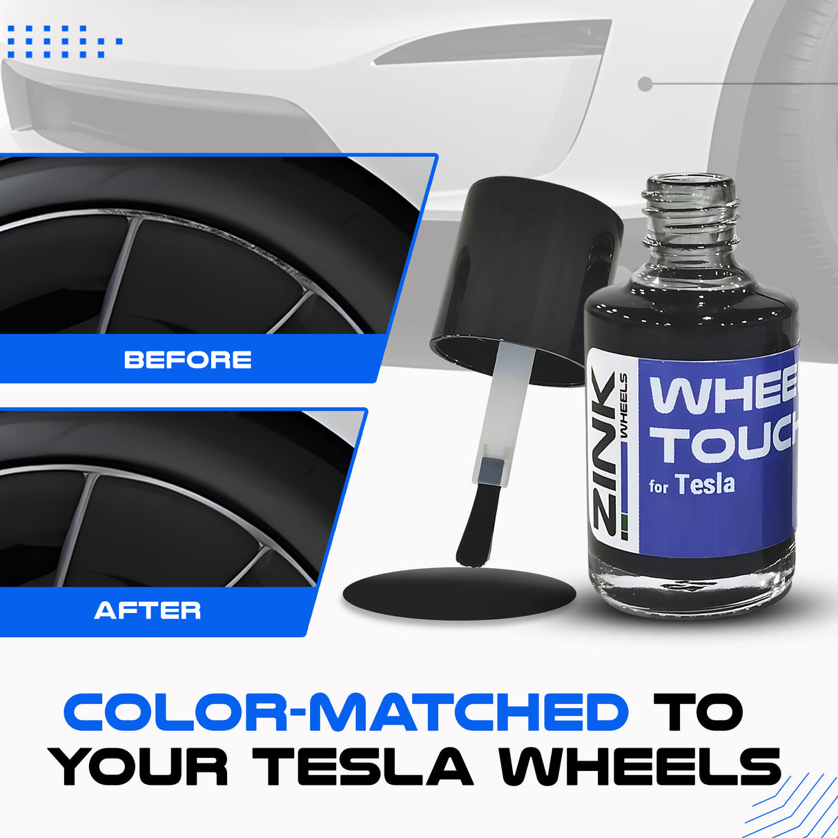 Tesla Wheel Curb Rash Repair Kit for Model 3 20-inch Dark Grey Warp Performance Rims with Color-matched Touch-Up Paint
