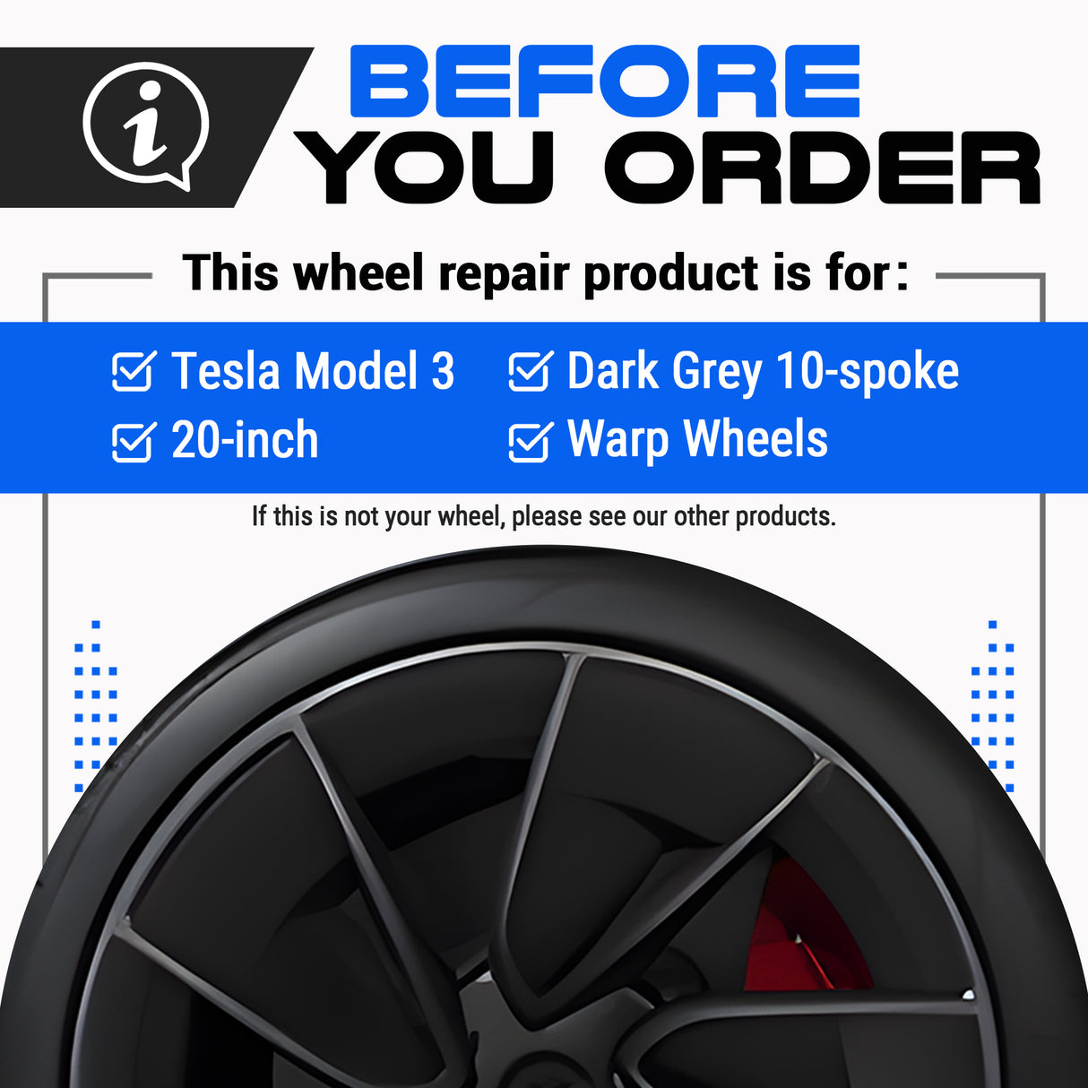 Tesla Wheel Touch-Up Paint for Model 3 20-inch Dark Grey Warp Performance Rims - Color-matched Paint for DIY Curb Rash Repair