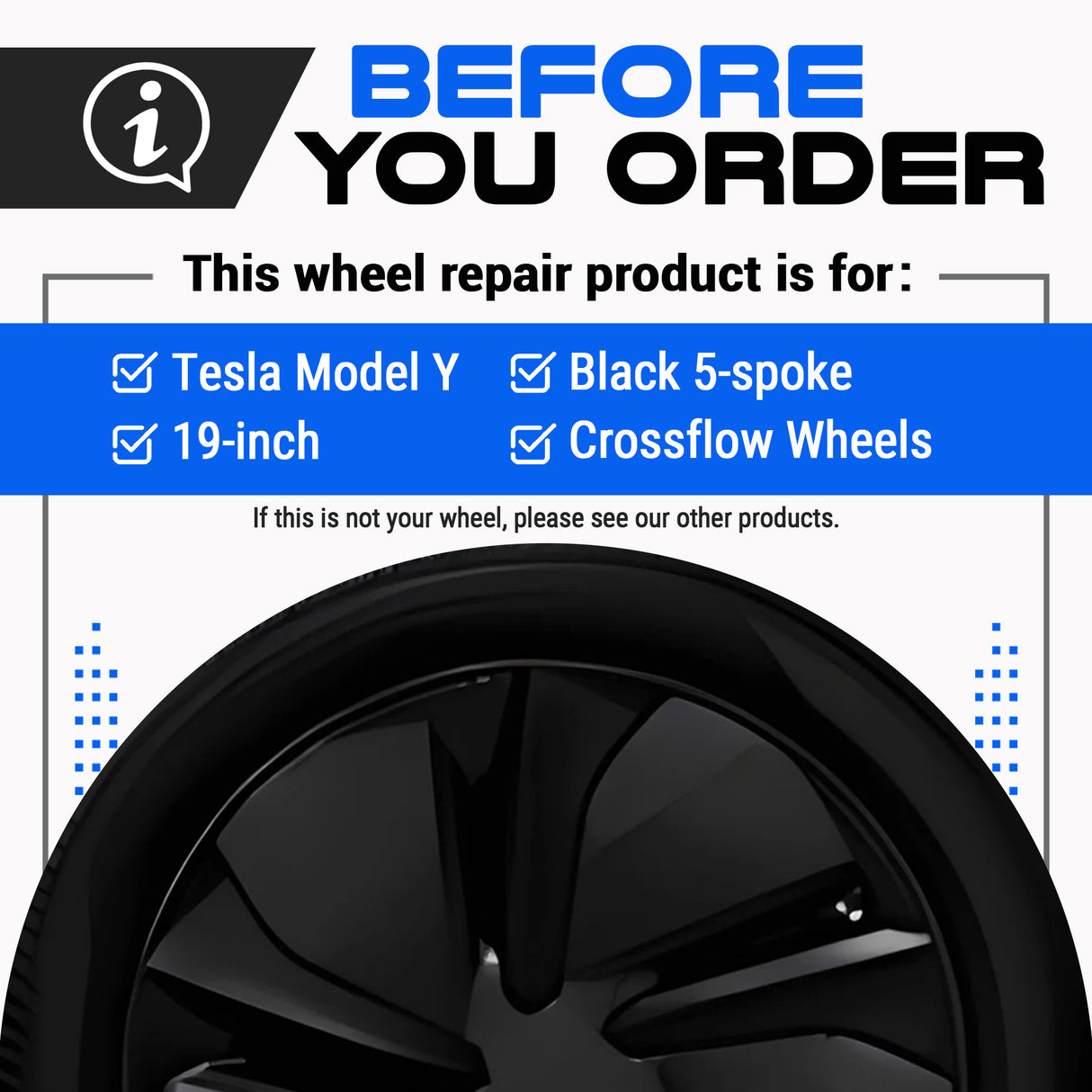 Tesla Wheel Touch-Up Paint for Model Y 19-inch Black Crossflow Rims - Color-matched Paint for DIY Curb Rash Repair