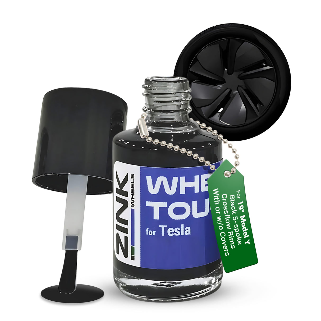 Tesla Wheel Touch-Up Paint for Model Y 19-inch Black Crossflow Rims - Color-matched Paint for DIY Curb Rash Repair