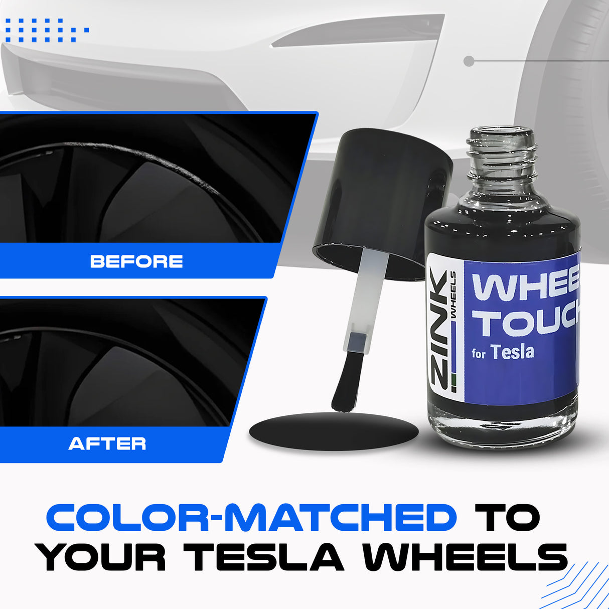 Tesla Wheel Curb Rash Repair Kit for Model Y 19-inch Black Crossflow Rims with Color-matched Touch-Up Paint