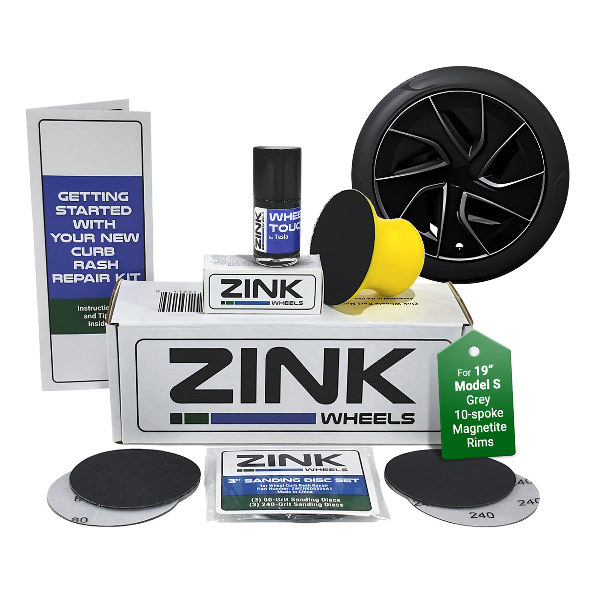 Tesla Wheel Curb Rash Repair Kit for Model S 19-inch Grey Magnetite Rims with Color-matched Touch-Up Paint