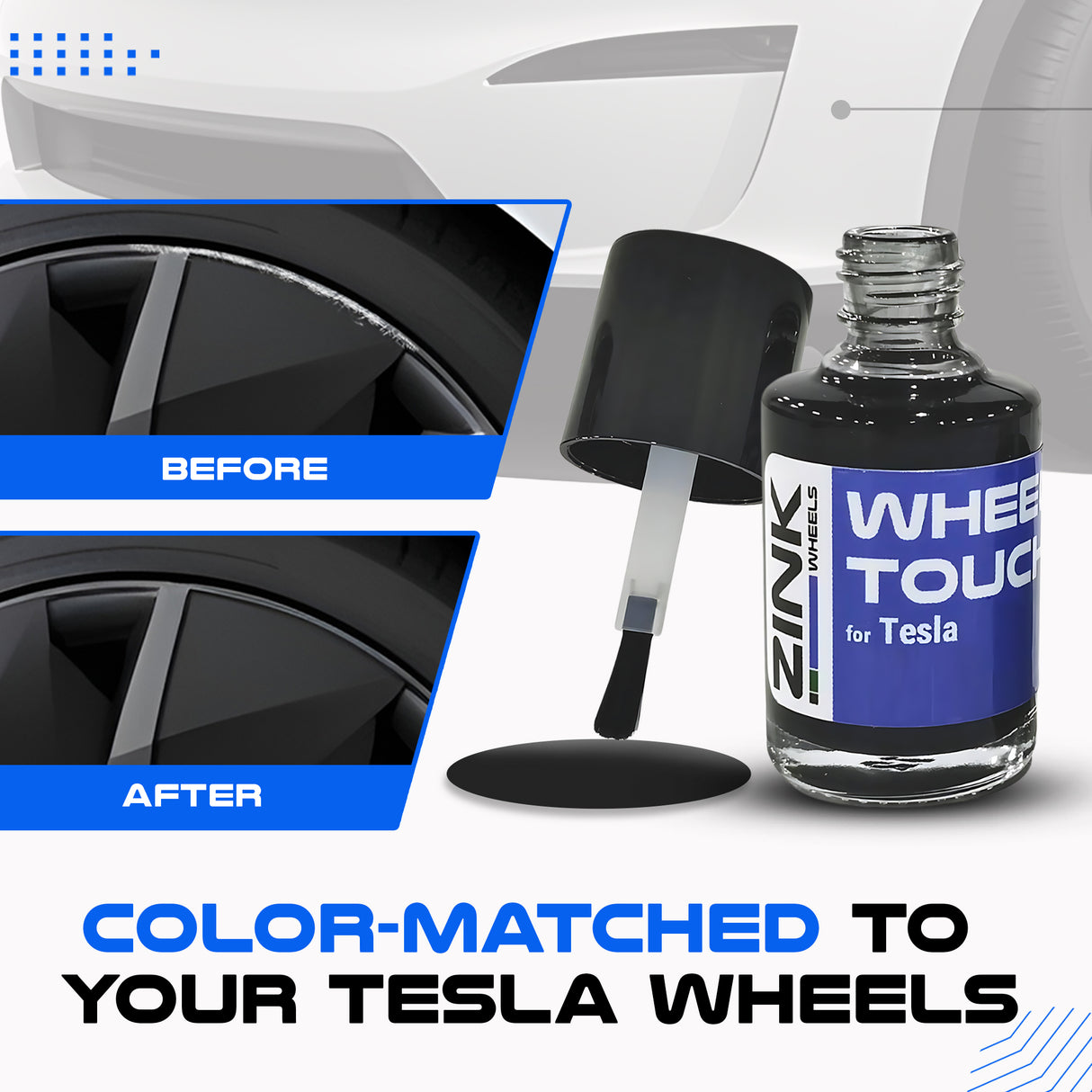 Tesla Wheel Curb Rash Repair Kit for Model S 21-inch Grey Velarium Rims with Color-matched Touch-Up Paint