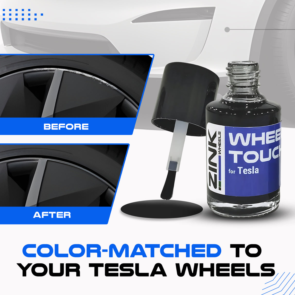 Tesla Wheel Touch-Up Paint for Model S 21-inch Grey Velarium Rims - Color-matched Paint for DIY Curb Rash Repair
