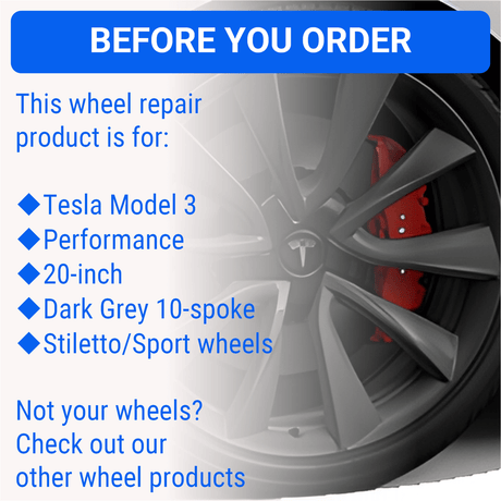 Tesla Wheel Touch-Up Paint for Model 3 20-inch Grey Sport Performance Rims - Color-matched Paint for DIY Curb Rash Repair