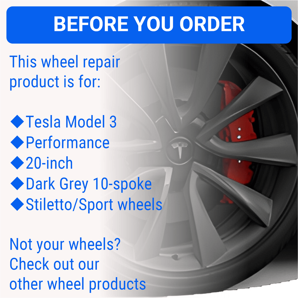 Tesla Wheel Curb Rash Repair Kit for Model 3 20-inch Grey Sport Performance Rims with Color-matched Touch-Up Paint