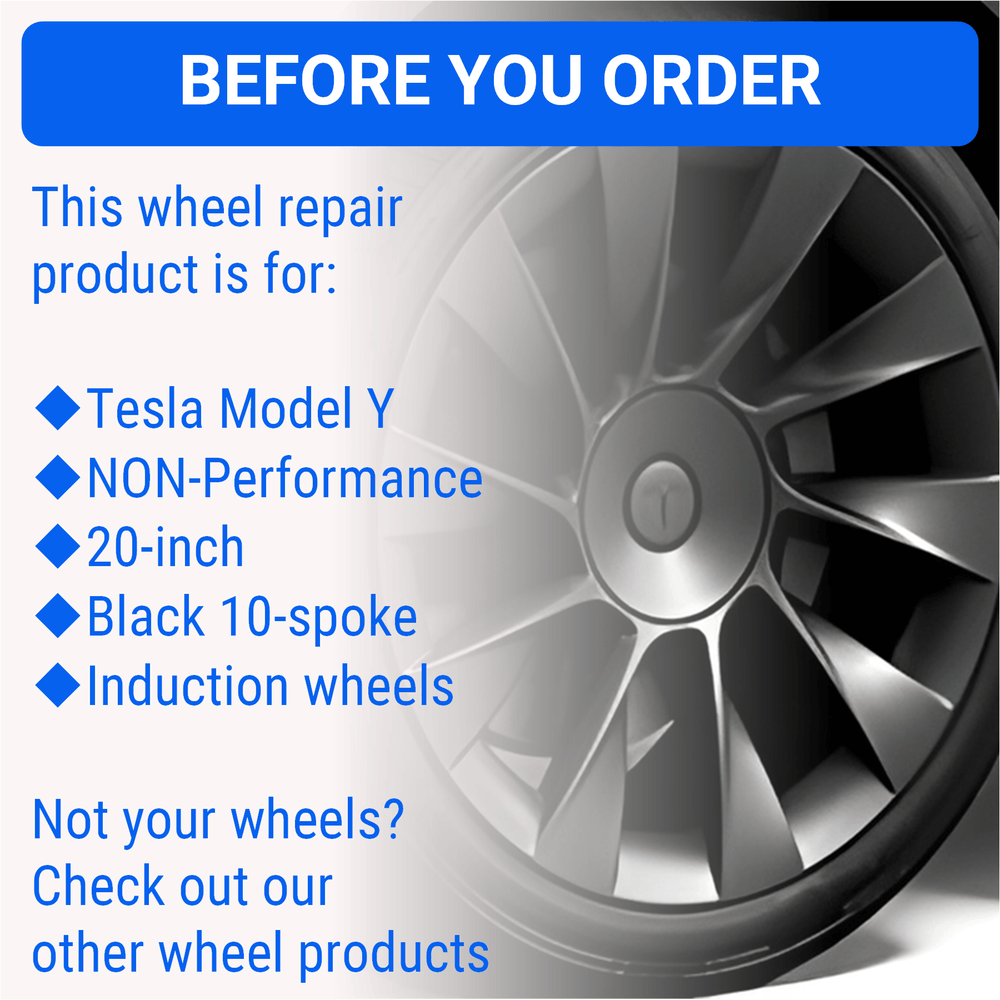 Tesla Wheel Curb Rash Repair Kit for Model Y 20-inch Black Induction Rims With Touch-Up Paint
