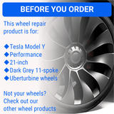 Tesla Wheel Touch-Up Paint for Model Y 21-inch Charcoal Grey Uberturbine Performance Rims - Color-matched Paint for DIY Curb Rash Repair