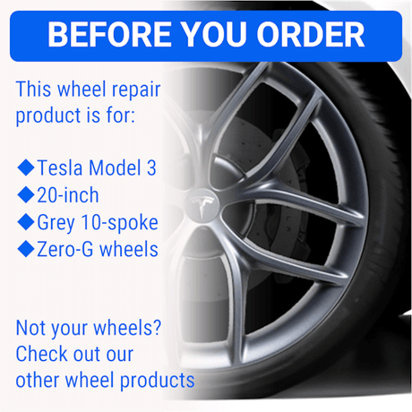 Tesla Wheel Curb Rash Repair Kit for Model 3 20-inch Grey Zero-G Rims with Color-matched Touch-Up Paint