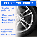 Tesla Wheel Curb Rash Repair Kit for Model S 19-inch Silver Base Rims with Color-matched Touch-Up Paint